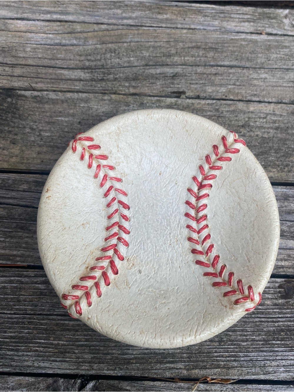White Baseball Decor with Red Stitching